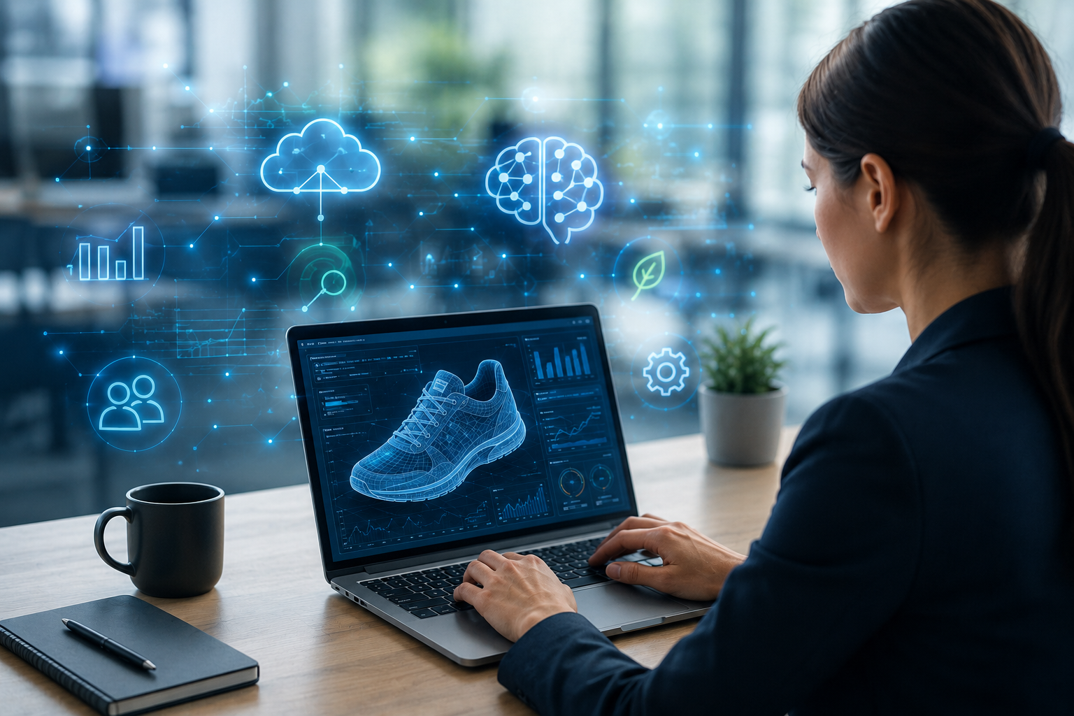 Digitální vývoj produktu s využitím umělé inteligence, virtuálních dvojčat a propojených dat v moderním průmyslovém prostředí.
