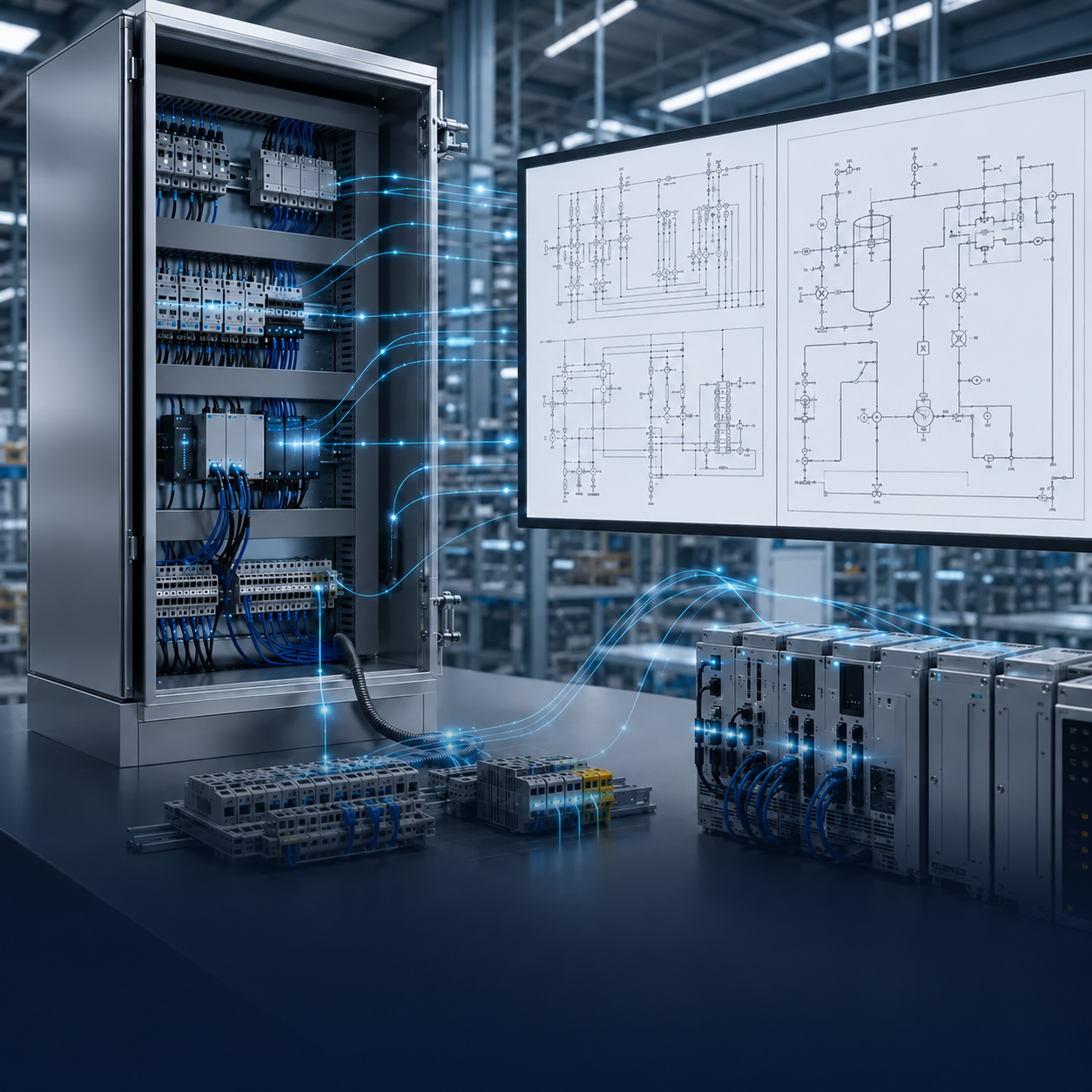 Elektrická schémata, technická data a průmyslový rozvaděč